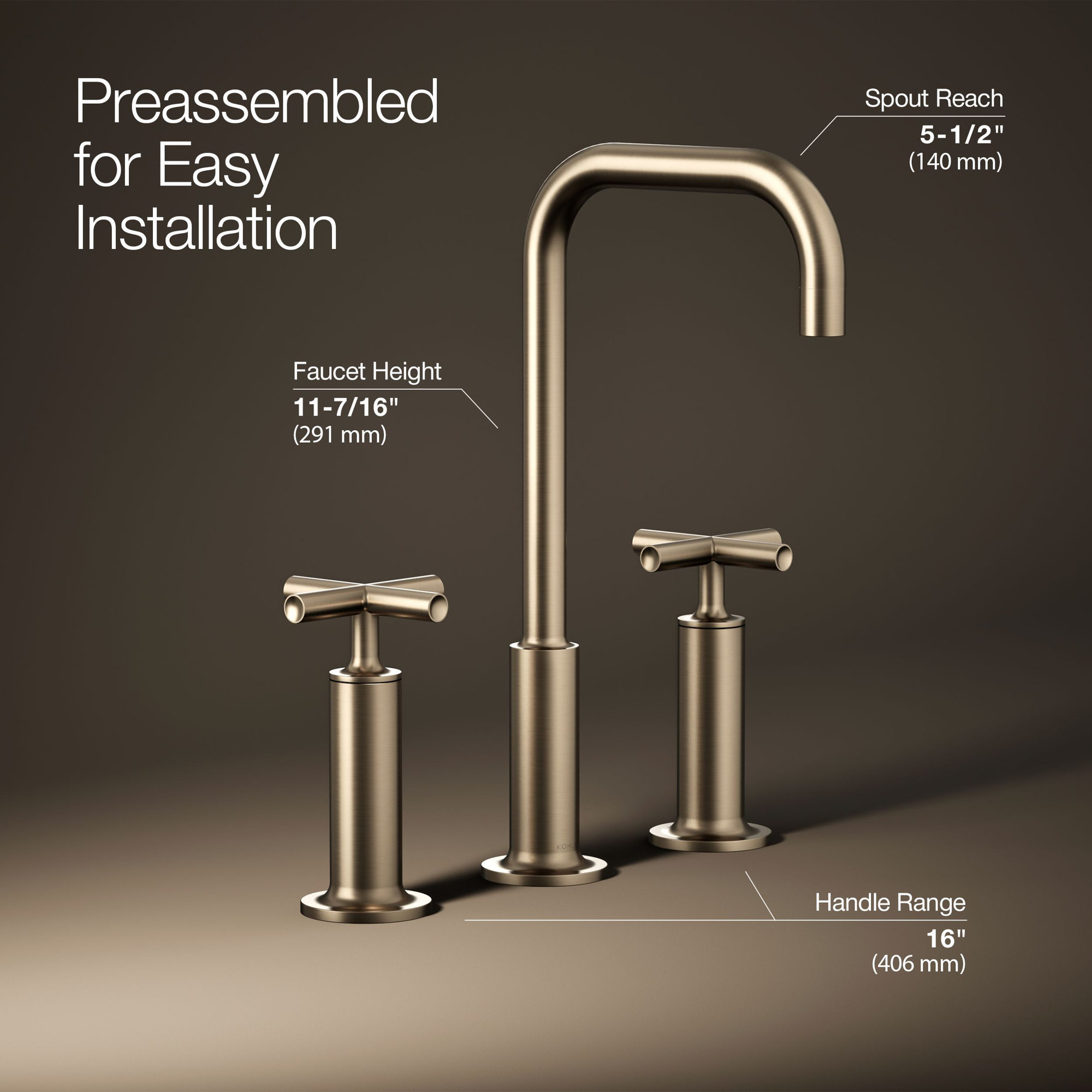 Purist Widespread Bathroom Sink Faucet with High Cross Handles and High Gooseneck Spout, Vibrant Brushed Nickel