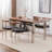 Retro Nut-Brwon Rectangular Solid Wood Steel Dining Table