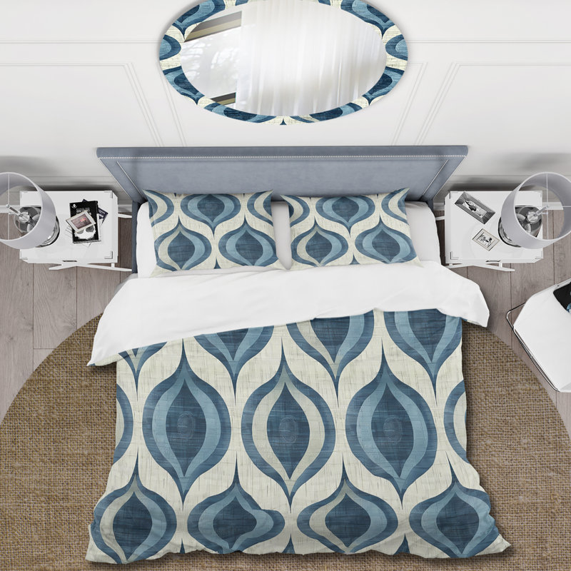 Ensemble de housse de couette Blue Ogee, Housse de couette très grand + 2 taies décorativ