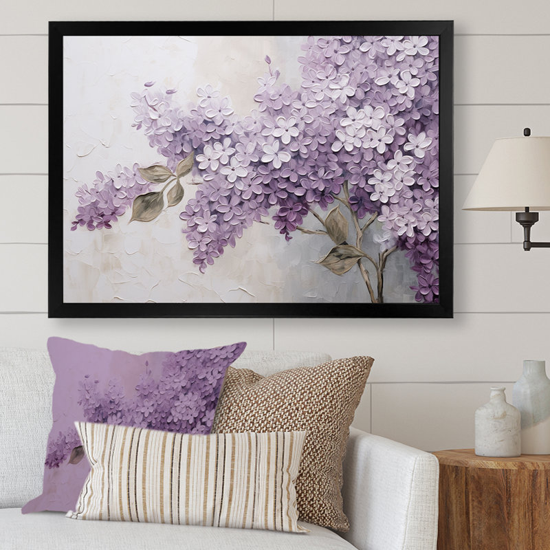 Magnifique paysage de rêve lilas - décoration murale lilas, Cadre photo unique, H 12 po x l 20 po, Noir