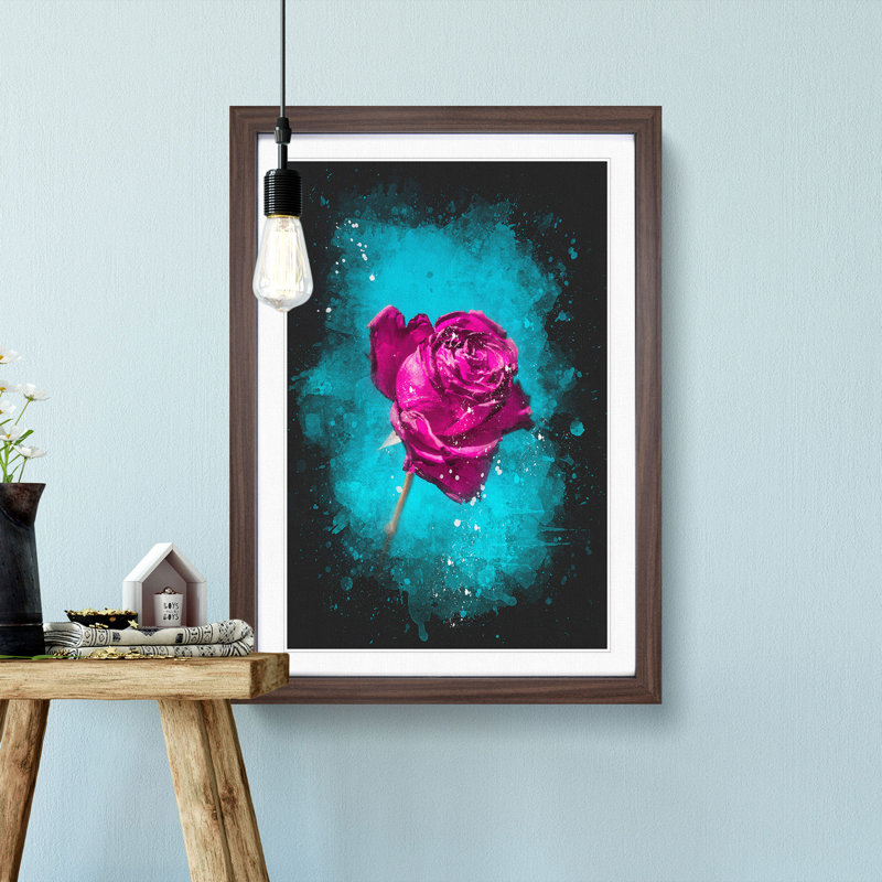 Fuscia Pink Dying Rose - Framed Print, Walnut Framed, 87cm H x 62cm W x 2cm D