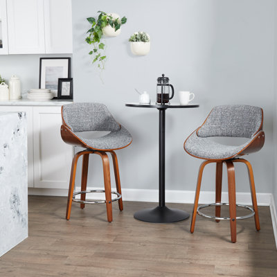 Palmona 24" Fixed-Height Counter Stool with Bent Wood Legs & Round Footrest (Set of 2)