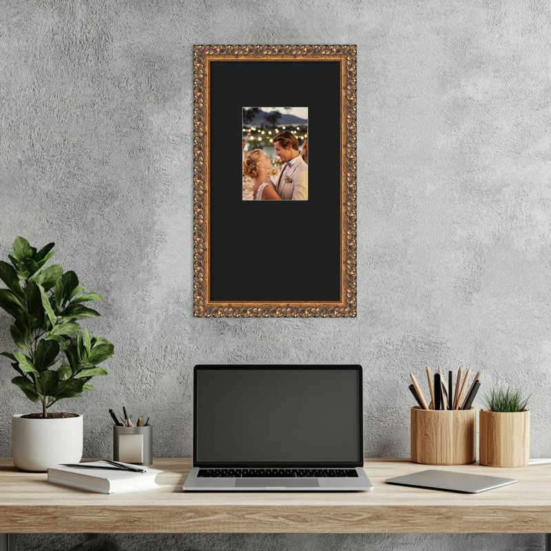 Cadre photo en bois antique bronze, Noir lisse, 10 x 18 emmêlés à 5 x 7