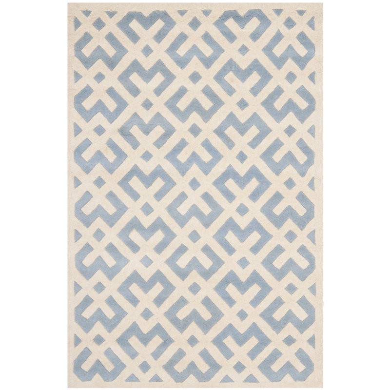 Teresita Hand Tufted Wool Geometric Rug, Rectangle 4' x 6'