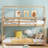 Twin Over Twin House Floor Bunk Bed With Headboards, Footboards And Guardrails, Ladder, Rubber Wood Bunk Bed With Safety Guardrails,White Oak-1376927954