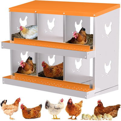 Boîte de nidification à poulet 6 compartiments en métal sans pieds (bleu)