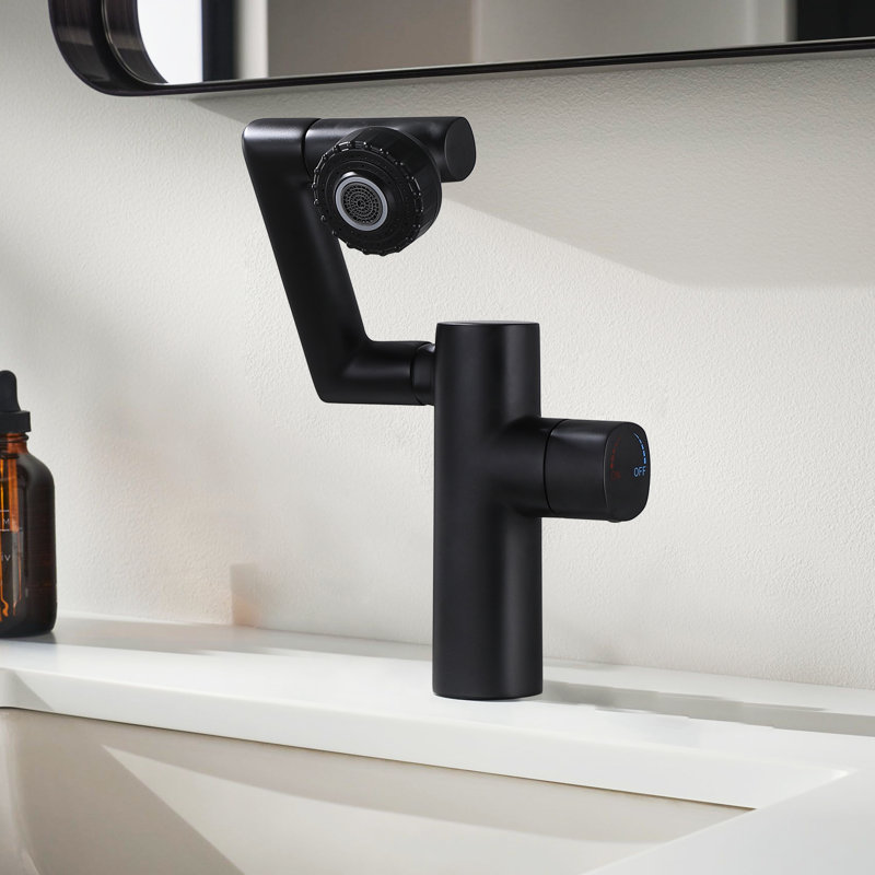 Deck Mounted Single Hole Single Handle 1080° Rotatable Bathroom Sink Faucet
