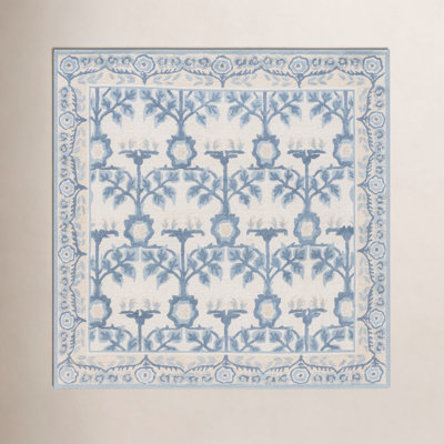 Louella Hand-Tufted Ivory/Blue Floral Wool/Cotton/Viscose Rug