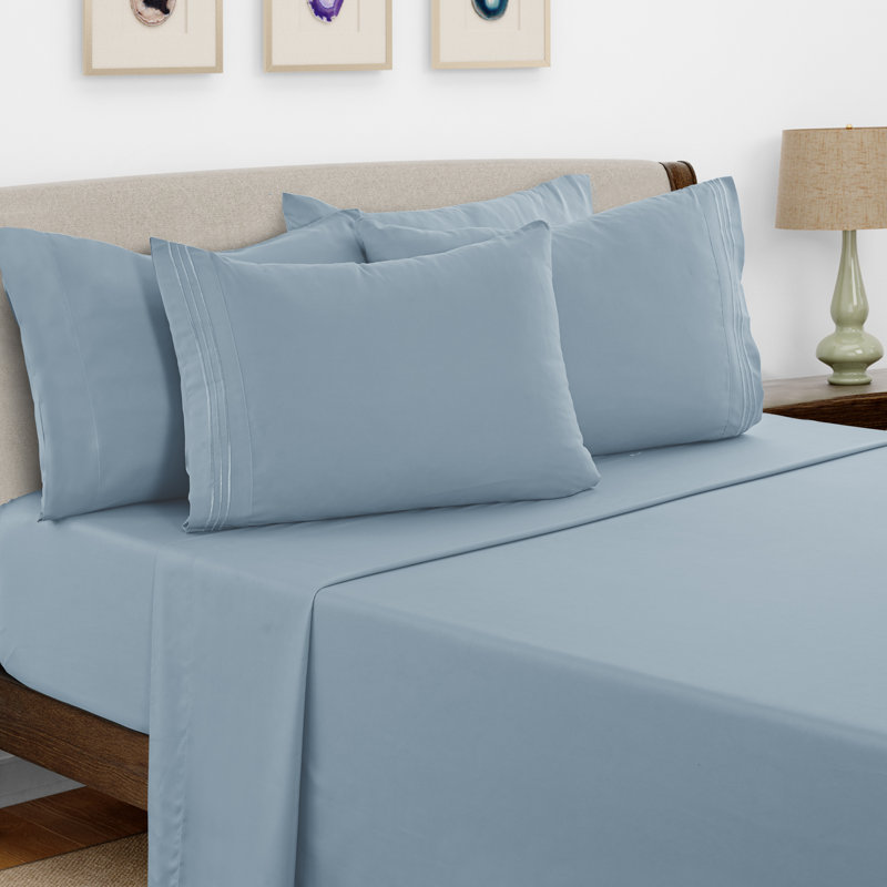 Lux Decor 6-Piece Ultra-Soft Microfiber Sheet Set Deep Pocket Fitted Sheet, Wrinkle & Fade-Resistant, Hotel Quality Bedding