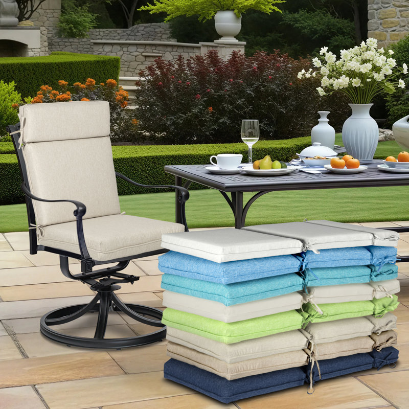 Outdoor High Back Dining Chair Cushion Set, Light Taupe, 20" W x 17" D