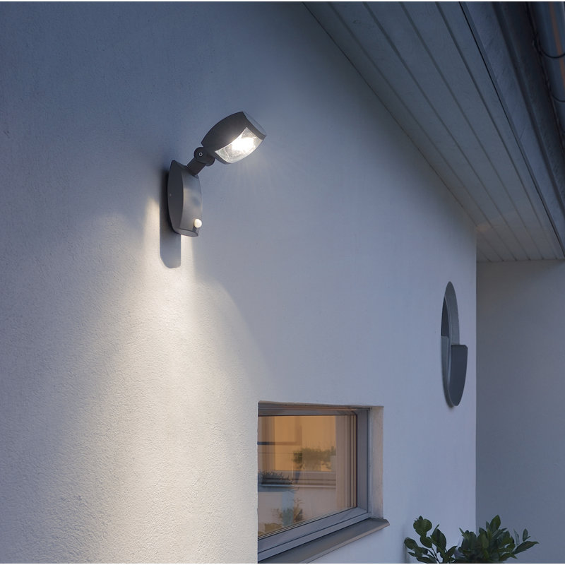 Anthracite Integrated LED Outdoor Armed Sconce, 28cm H x 11cm W x 10cm D