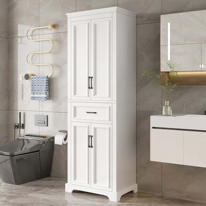 Meuble-lavabo autoportant de 70,8 po de conception moderne et élégante, 4 portes et 1 tiroir, rangement compact avec tablettes réglables