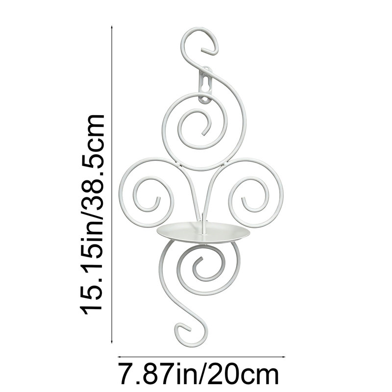 Ornement décoratif en fer forgé avec crochet mural noir et blanc, Blanc