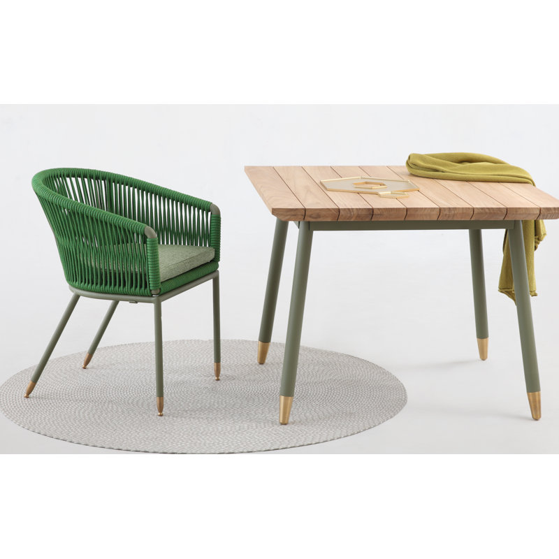 Summer Outdoor Dining Armchair, Kiwi Flat Ropetek, Cane Green/Stainless Steel