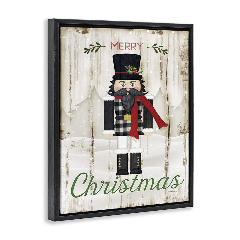 «Merry Christmas Winter», art mural encadré flottant par Jennifer, Cadre flottant noir de jais, H 21 po x l 17 po