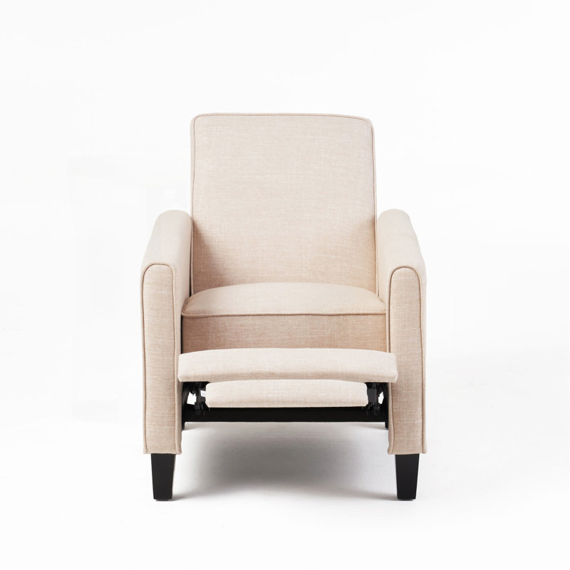 Linen Manual Push Back Recliner Chair, Beige