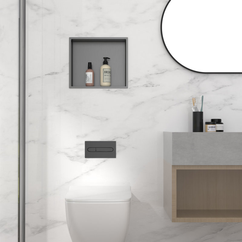 Niche de douche de salle de bain l 15 po x H 13 po, niche murale rectangulaire en acier inoxydable, noir bronze industriel