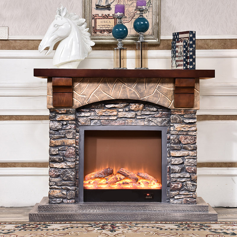 American-style decorative simulated fire household electric fireplace, 43.31" H x 47.24" W x 13.78" D