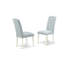 L'ensemble de 7 pièces comprend une table et 6 chaises de salle à manger Parson en tissu bleu lin avec dossier capitonné - Lin brossé blanc.-1872526508-1872526509
