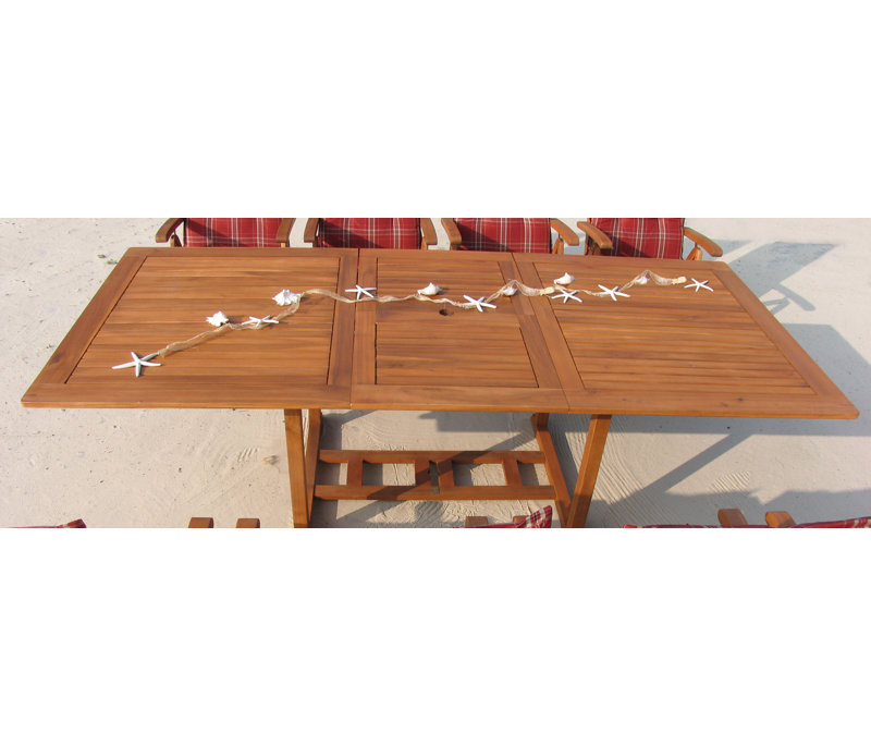 Mcconkey Rectangular Acacia Extendable Outdoor Dining Table With Umbrella Hole , cm W cm D, 180 - 240cm L x 110cm W