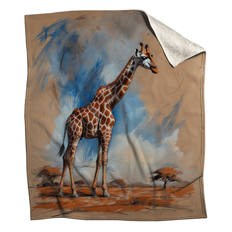 Girafe dans des couvertures de savane africaine, 60 po L x 80 po H