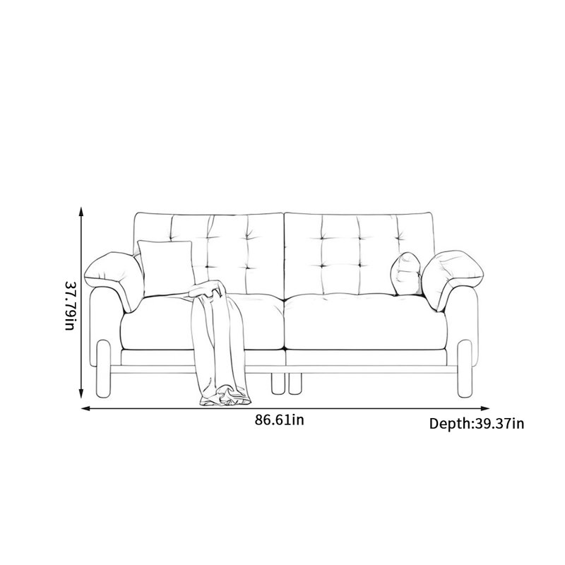 Modern comfortable fabric home sofa, 3, 37.79" H x 86.61" W x 39.37" D