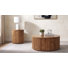 Coffey 2-Piece Round Solid Mango Wood Table Set with Coffee Table and End Table, Light Brown
