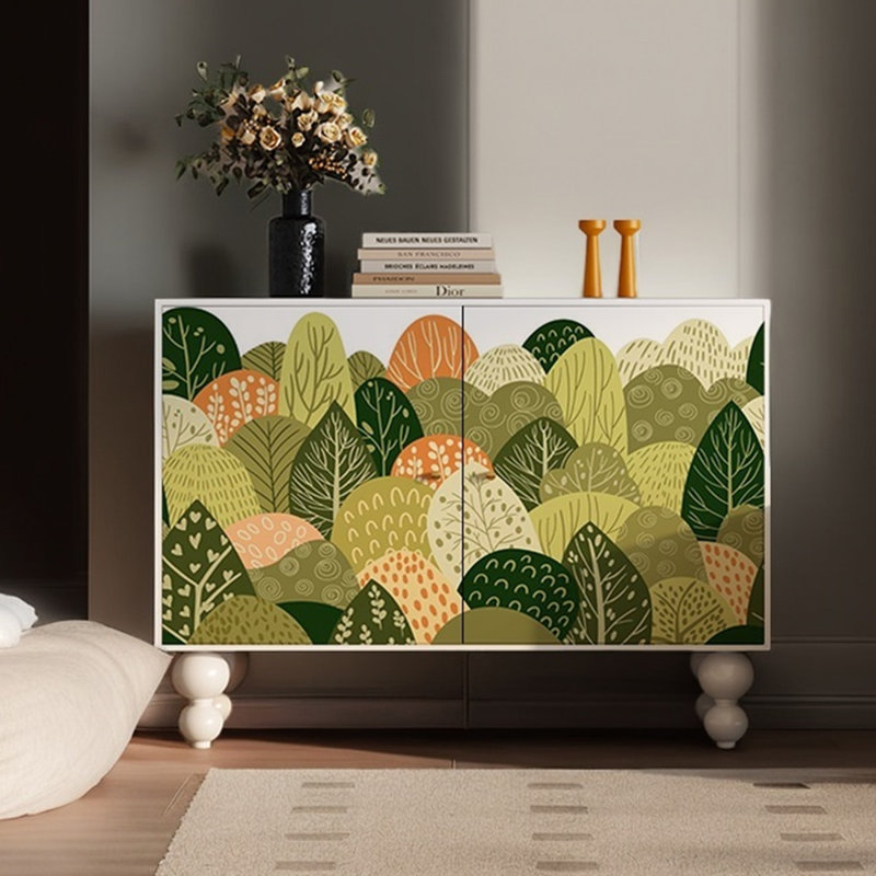 Armoire moderne en bois décorée à deux portes, Blanc