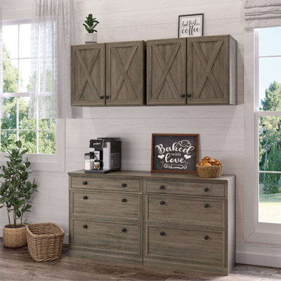 Barn Door Wall Cabinets 48'' W x 19'' H Wall Unit