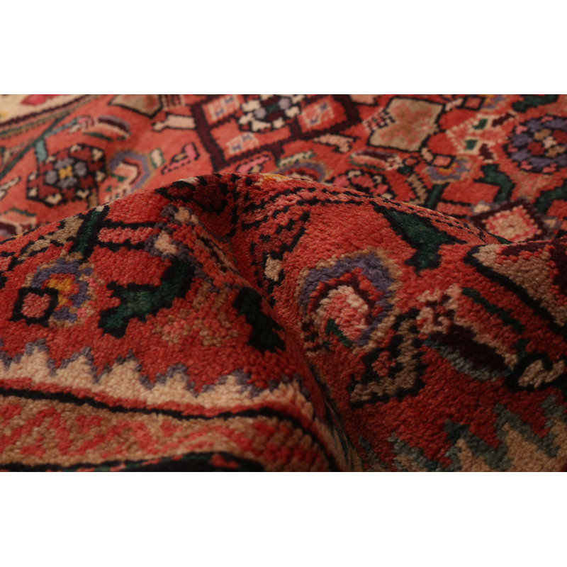 Tapis rouge unique en laine de style années 1990 de 4 pi 8 po x 8 pi 6 po Hemme