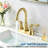 High Arc Bathroom Faucet with Pop-Up Drain and Supply Hoses, Two-Handle 360-Degree Swivel Spout, 4-Inch Centerset Vanity Sink Faucet-110403473