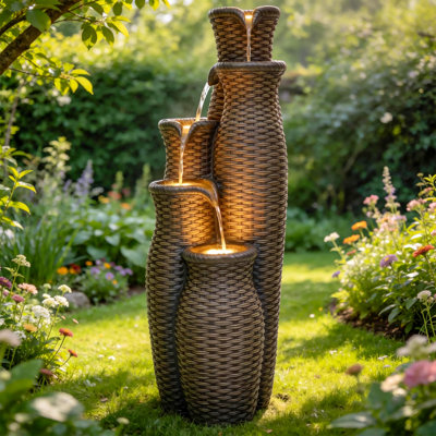 Handcrafted Weather Resistant Floor Fountain with Lights