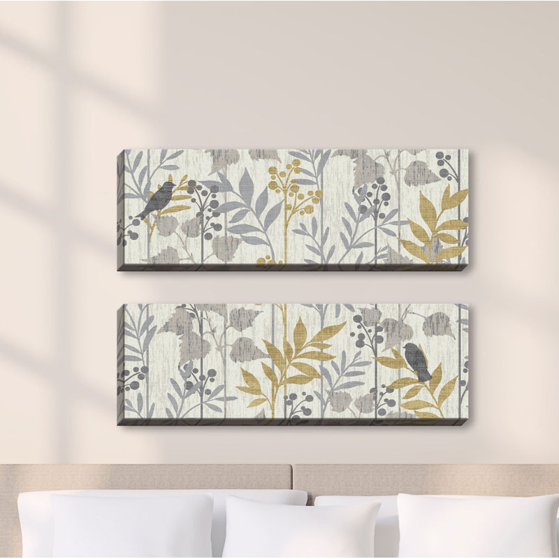 « jardin leaves panel i & ii » par sauvage pomme portfolio-2 pièces ensemble de 2 reproductions d’art sur toile