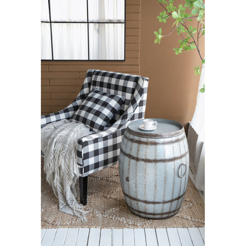 Drum shape patio table with storage, Antique Grey