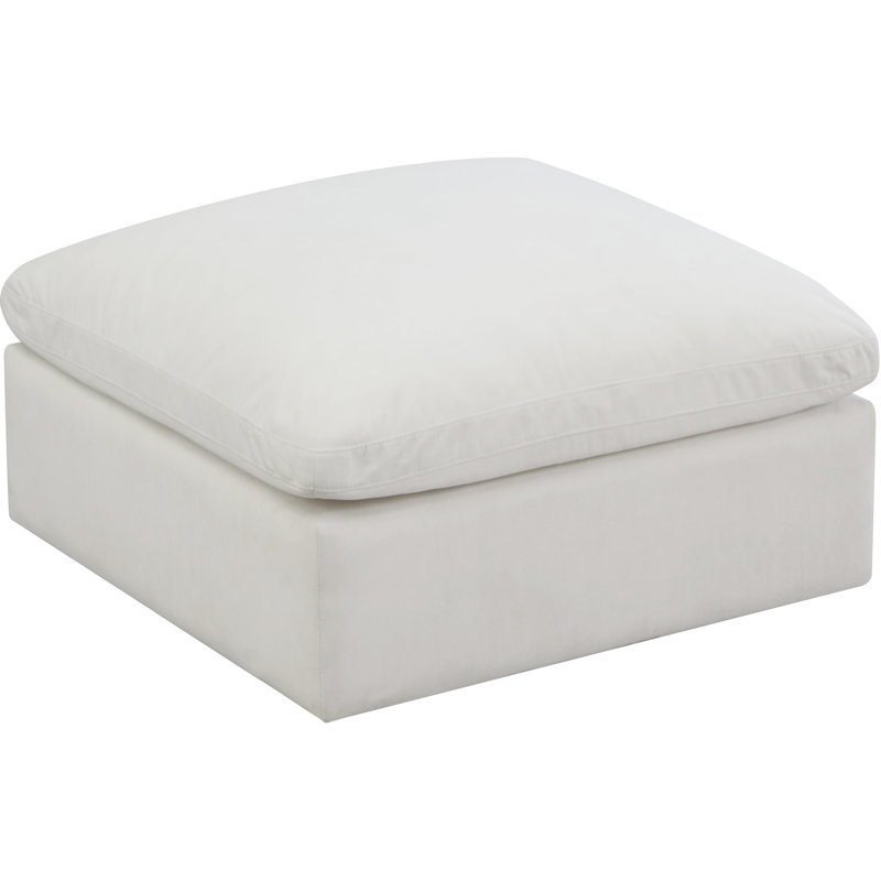 Atis Velvet Ottoman, Cream Velvet
