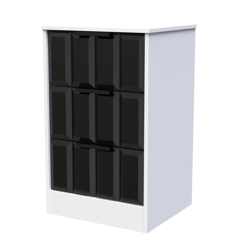 Doss 45cm W Manufactured Wood Bedside Table, Deep Black/White Matt