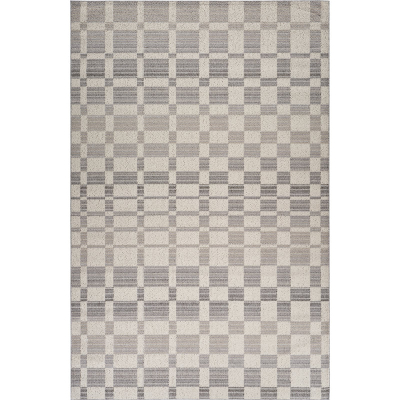 Rug Branch Ebonie 4' x 6' (3'11" x 5'7") Grey/Beige Geometric Indoor Area Rug, Contemporary, Low Pile, Stain-Resistant Carpet - Living Room, Bedroom, Dining Room, and Kitchen