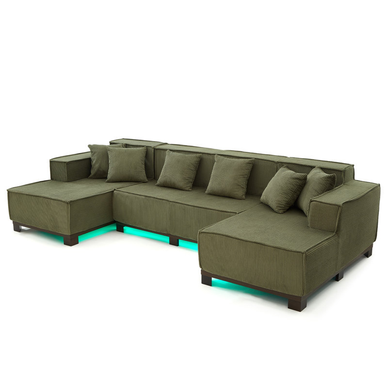 Canapé modulaire moderne en forme de U Canapé modulaire rembourré, Vert