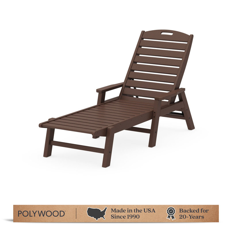 POLYWOOD Nautical Chaise with Arms, Mahogany