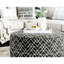 Rond rembourré de style contemporain avec finition noire et bordure en l 39 po x L 39 po x l 18 po, motif géométrique, tissu en bois massif, 1 pièce incluse, assemblage requis; revêtement de 39 po de profondeur
