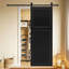 Moderne 2 panneaux 80 po x 28 po Porte de grange coulissante en bois de noyer noir avec ensemble de quincaillerie-132717095