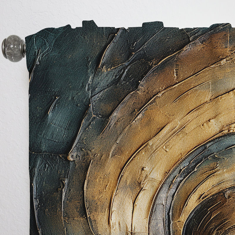 Bronze Whirling Wisdom Vortex - Abstract Spirals Room Darkening Abstract Curtain - 1 Panel, 52" W x 120" L