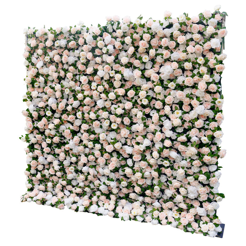 Système mural professionnel 8 pi x 8 pi à fleurs artificielles avec cadre en aluminium robuste, conception modulaire à 2 panneaux pour les événements corporatifs, les mariages, les salles de réunion et les entreprises de location (blanc)