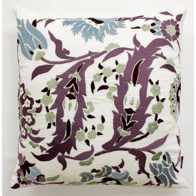 Embroidered Linen Throw Pillow