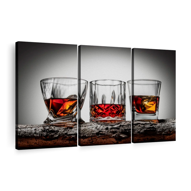 «Fancy Whiskey Glasses» sur toile, H 42 po x l 65 po x P 1,25 po