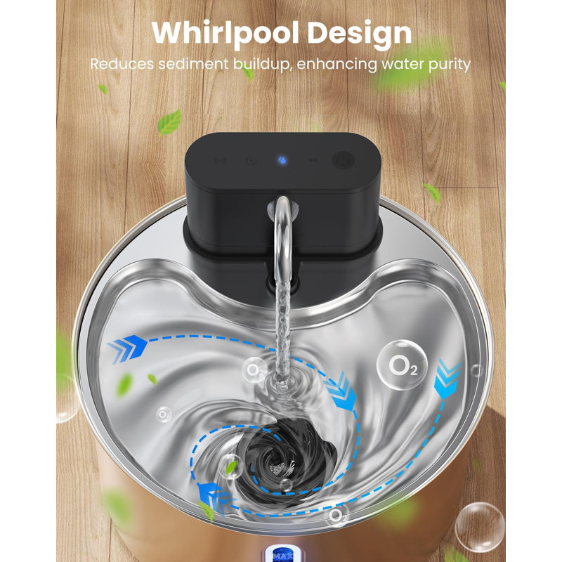 Fontaine d'eau sans fil pour animaux 3,5 l en acier inoxydable avec capteur, distributeur automatique de boissons pour chat et chien à piles