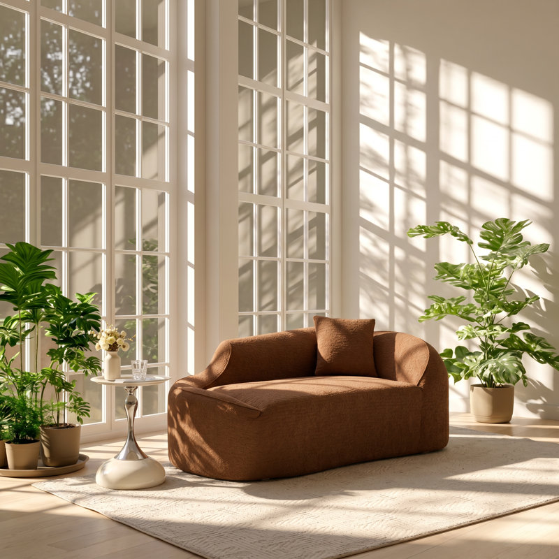 Chaise longue en chenille courbée L 38,19 po x P 68,11 po x H 25,99 po LingYu