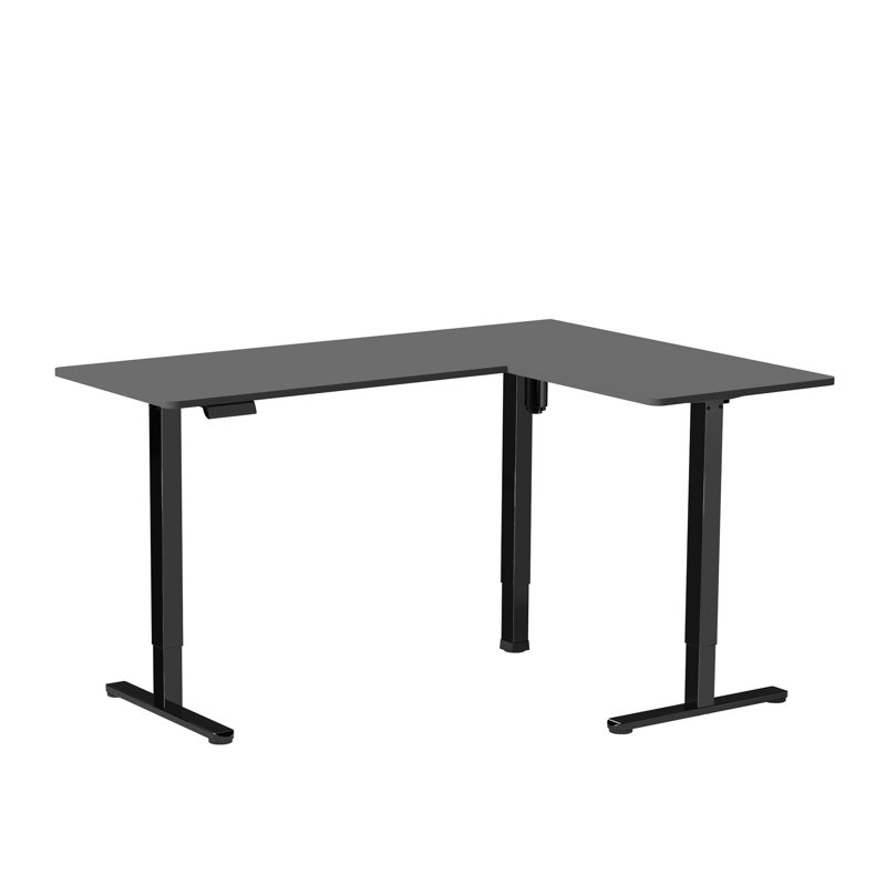 Bureau debout d'angle électrique VIVO, Noir, 47 po x 63 po