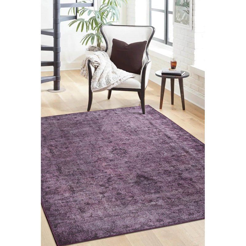 Stylish Purple Carpet (2.5 x 5 ft), 100% Polyester, 1850 g/m² | 0.2 in Pile Height, Recycled Poly Cotton Underside | Durable Machine Carpet, Non-Machine Washable | Perfect for Living Room, Bedroom, and Office Decor