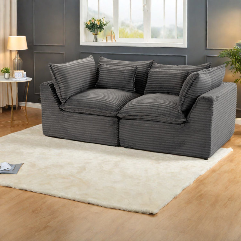 Canapé modulaire en velours côtelé 74,8 pouces Cloud Comfort